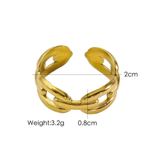Technical dimensions of gold chain ring showing weight 3.2g and inner diameter 2cm