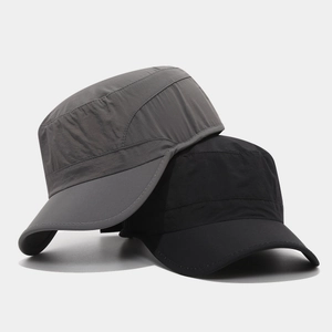Quick-dry waterproof military flat top caps in dark grey and black for outdoor sports