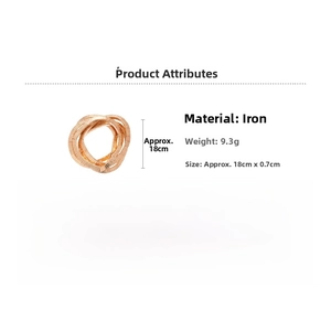 Detailed product specs showing metal textured bracelet, iron material, 18cm length and 9.3g weight