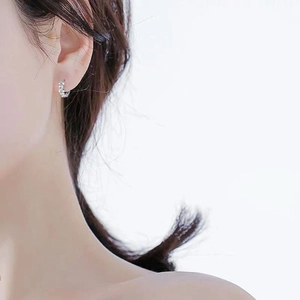 Elegant silver hoop earrings with shimmering pavé micro-set cubic zirconia for women