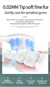 Detail of 0.02mm extra soft bristles for gentle care on sensitive gums and deep cleaning