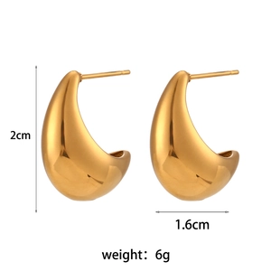 Boucles d'oreilles gouttes dorées polies en acier inoxydable pour un style minimaliste