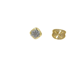 Adjustable 18K gold plated copper rings with sparkling zircon pavé in two elegant styles