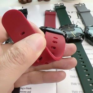 Flexible silicone strap detail for women's square diamond watch with multiple color options