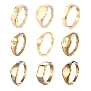 Bague Géométrique en Acier Titane Minimaliste pour Femmes Hommes Plaqué Or Argent Bijoux de Mode