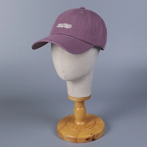 Purple washed cotton baseball cap with Surfing embroidery and adjustable metal buckle