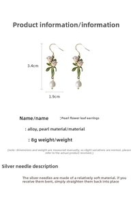 Détails des dimensions des boucles d'oreilles muguet avec bourgeons roses et perles