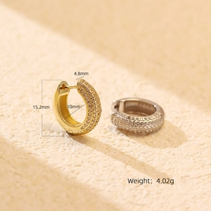Sparkling S925 sterling silver pave-set zircon hoop earrings in gold and silver finish