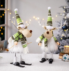 Peluche renne skieur de Noël ornement pour décoration de table de fête et ambiance de vacances