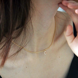 Letter Pendant Necklace Stainless Steel Gold Plated Pavé Zircon Snake Chain Initial A-Z Fashion Jewelry For Women
