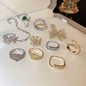 Elegant pearl and zircon heart bow rings collection in gold and silver finish