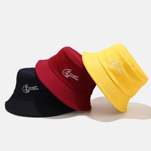 Chapeau Bob En Coton Broderie Geste De La Main Pew Pew Protection Solaire Outdoor Hip Hop Unisexe