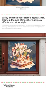 Détails d'autocollants de Noël avec le Père Noël et un chalet enneigé pour fenêtres