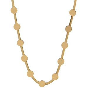 Elegante goldene Schlangenkette mit runden Scheibenanhängern aus poliertem Titanstahl