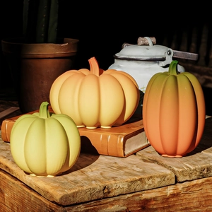 Three-piece pumpkin resin decor set in various shapes for Halloween home styling