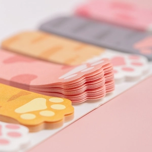 Cute cat paw sticky notes with colorful patterns for creative indexing and bookmarking