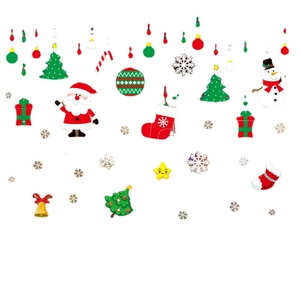 Christmas window decals with Santa Claus, snowmen, and snowflakes for glass decoration