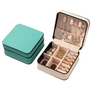 Portable mini jewelry box for girls with PU leather exterior and velvet interior