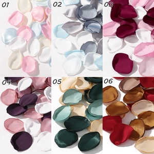 Detailed grid showing multi-color silk rose petals for wedding and party decorations