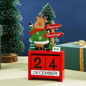 Christmas wooden reindeer advent calendar desk decoration with December 24 countdown