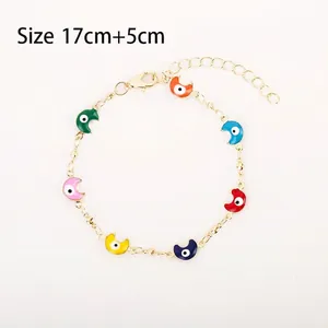 Size chart of colorful enamel evil eye bracelet with 17cm plus 5cm extension chain