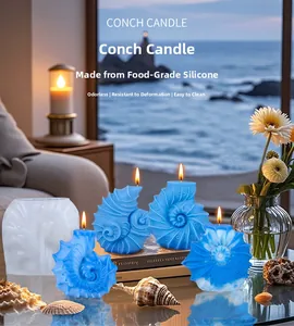 Detailed view of the food-grade silicone conch mold for DIY ocean-themed scented candles
