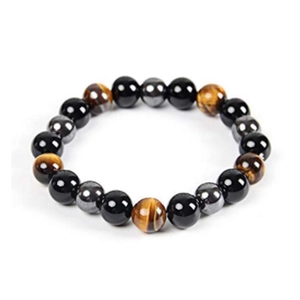 Tiger Eye Obsidian And Hematite Beaded Bracelet Men Natural Healing Stone Energy Protection Masculine Jewelry