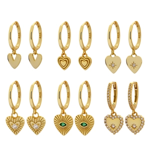 925 Sterling Silver Heart Pendant Hoop Earrings With Zircon Inlay Dainty Charm Jewelry For Women