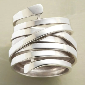 Anello Geometrico A Più Strati In Rame Ampia Fascia Statement Gioielli Per Donne Accessorio Elegante Minimalista