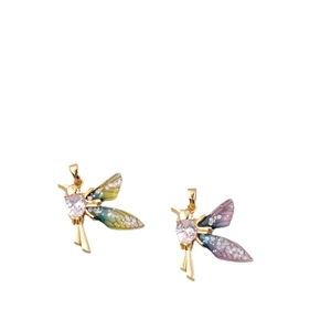 Exquisite hummingbird pendant necklace with heart crystal and gradient colorful wings