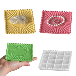 Moule En Silicone Carré Pour Plateau À Bijoux En Résine De Plâtre DIY Rayé À Motif Tournesol Gaufré Plat De Rangement Décoratif