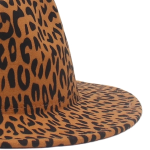 Flache Leopard-Print Wollfilzhut mit zweifarbigem Design für Damen und Herren