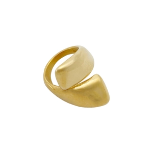 Onregelmatige geometrische vergulde roestvrijstalen open ring met vloeiend ontwerp