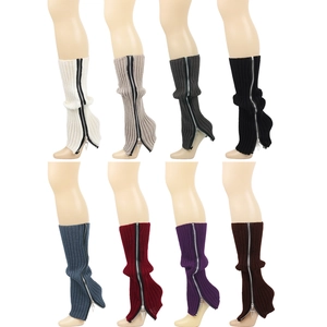 Knitted leg warmers with side zippers available in eight versatile solid colors