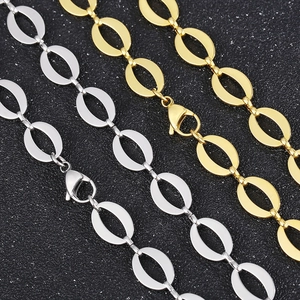 Polished gold and silver stainless steel oval link chains with secure lobster clasps