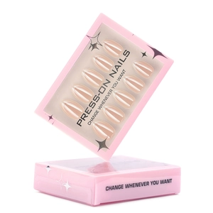 Minimalist French white coated press-on nails in short almond shape with glossy finish