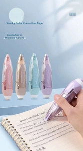 Detail of retractable correction tapes in Morandi colors and hand usage demonstration