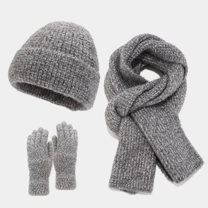 Winter Beanie Hat Scarf And Touchscreen Gloves Thickened Knit Thermal Warm Outdoor Accessory For Men And Women