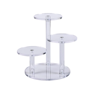 3-tier clear acrylic display stand with circular risers for jewelry and figures
