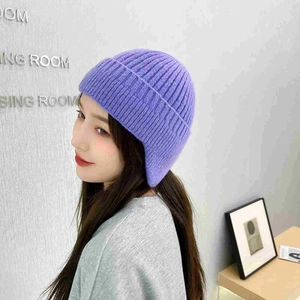 Winter Warm Ear Protection Knitted Beanie Hat Windproof Fleece Lined Cold Weather Cycling Outdoor Women Men Solid Color