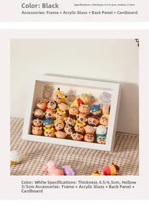 3D shadow box frame for cartoon figurines with plexiglass and hollow depth detail