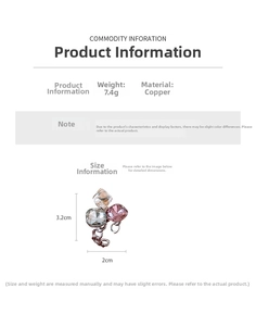 Diagramme détaillé des boucles d'oreilles en zircone avec dimensions et poids