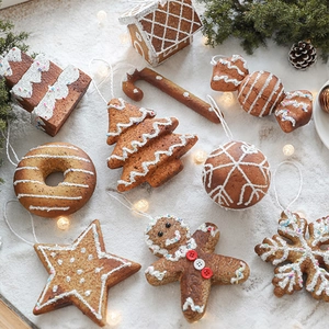 Christmas Tree Ornaments Hanging Gingerbread Man Snowflake Star Foam Cookie Decorations For Festive Holiday Party Home Decor