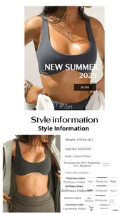 Detail of charcoal grey high-stretch yoga tank top with U-neck and ribbed fabric texture