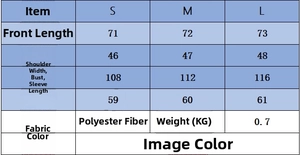 Detailed size chart for women's belted cardigan showing measurements in S, M, and L