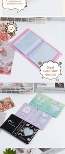 Detail of 3-inch photo album featuring heart cutout window and double pocket inner sleeves