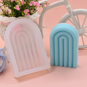 Moule en silicone en forme d'arche arc-en-ciel pour bougies et décorations géométriques