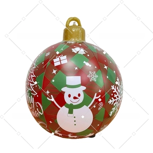 Detail of inflatable Christmas ball with snowman pattern and waterproof PVC texture