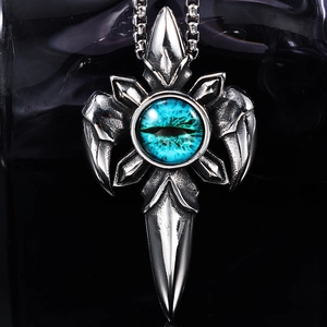 Collier Pendentif Œil Du Mal Gothique En Acier Inoxydable Poli Œil De Dragon Bijoux Punk Rétro Pour Hommes Femmes