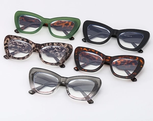 Multi-color collection of cat-eye sunglasses in olive, black, marble and tortoiseshell
